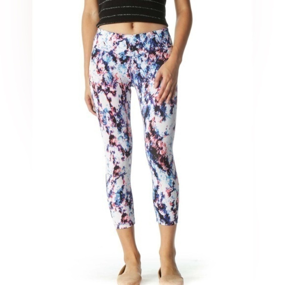 Calvin Klein High Rise Abstract Cropped Leggings Size XL Blue Black Pink